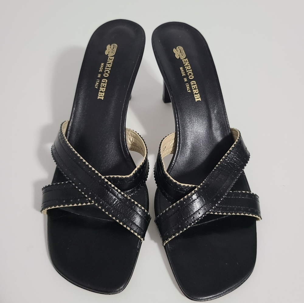 Enrico gerbi made in Italy leather slip on heels size 10M